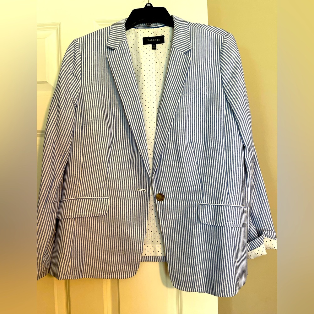 Talbots Striped Linen Blazer